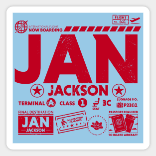 Vintage Jackson JAN Airport Code Travel Day Retro Travel Tag Mississippi Magnet